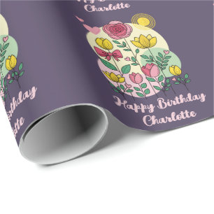 Hand Drawn Flowers Pink Yellow - Wrapping Paper 