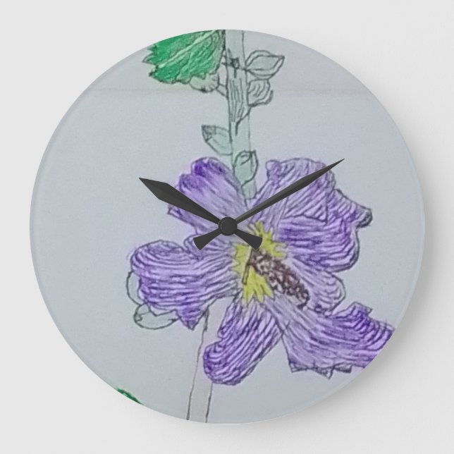 Hand Drawn Flowers Wall Clock (Front)