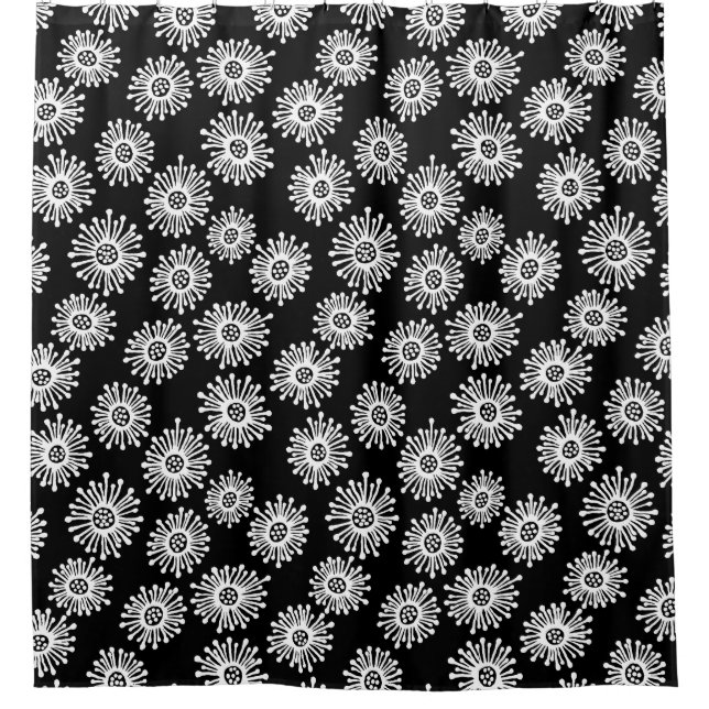 Hand Drawn Flowers - White on Black (Front)