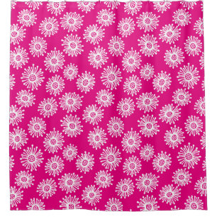 Hand Drawn Flowers - White on Hot Pink e5007a