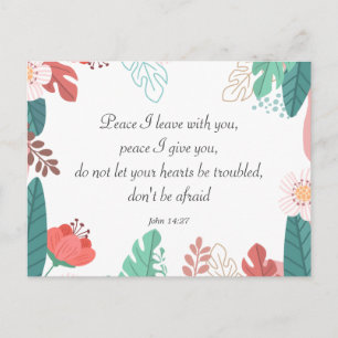 Hand drawn flowers with John 14:27 Bible Verse Postcard