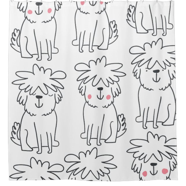 Hand-drawn fluffy dogs: vintage pattern. (Front)