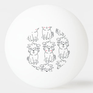Hand-drawn fluffy dogs: vintage pattern. ping pong ball