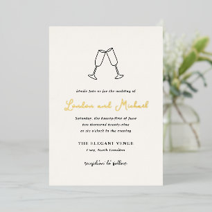 Hand Drawn Flutes Doodle Modern Wedding