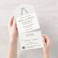 Hand Drawn Flutes Doodle QR Code Modern Wedding