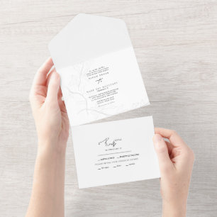 Hand-Drawn Foliage Simple Wedding All In One Invitation