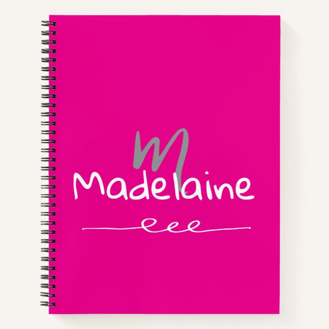 Hand Drawn Font Monogram Pink White  Notebook (Front)