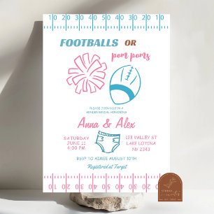 Hand Drawn Football or Pom Poms Gender Reveal Invitation