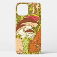 Hand drawn forest pattern with different types of