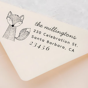 Hand-drawn Fox Family Name Script Return Address Self-inking Stamp