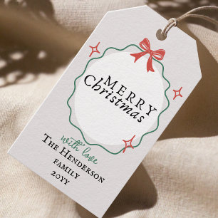 Hand drawn frame ribbon Merry Christmas Gift Tags