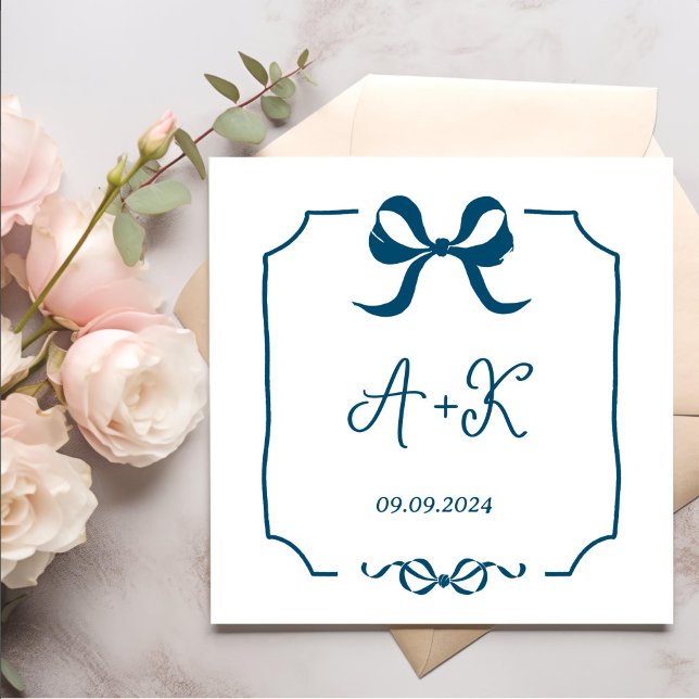 Hand Drawn French Grey Wedding Monogram Napkin (Creator Uploaded)