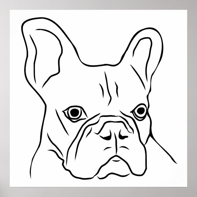 Hand-Drawn Frenchie Face  Poster (Front)