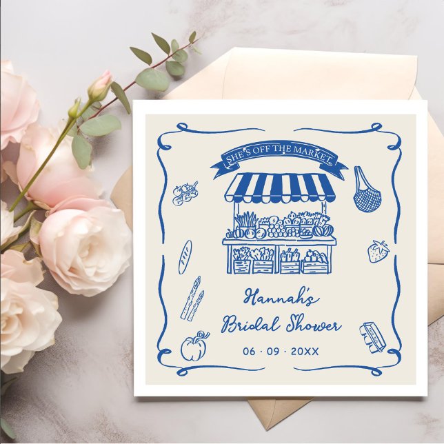 Hand Drawn Fresh Off the Market Bridal Shower Napkin (Creator Uploaded)