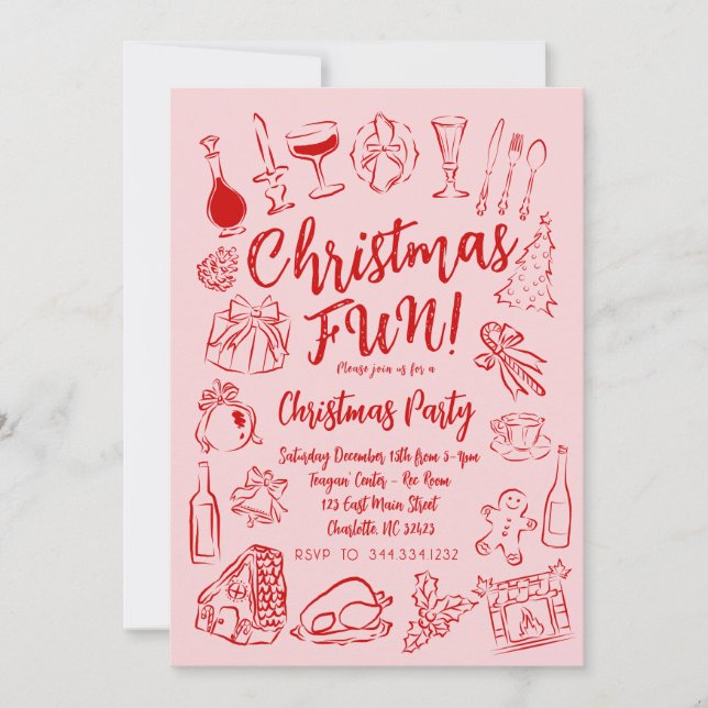 Hand Drawn Friendsmas Christmas Party Invitation (Front)