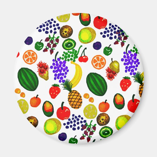 Hand Drawn Fruit Medley Pattern Magnet (Front)