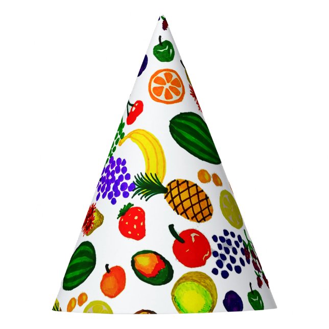 Hand Drawn Fruit Medley Pattern Party Hat (Front)