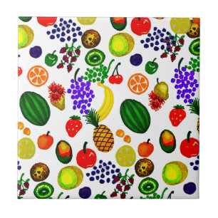 Hand Drawn Fruit Medley Pattern Tile