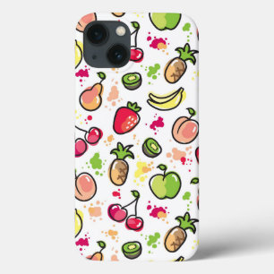hand drawn fruits pattern iPhone 13 case