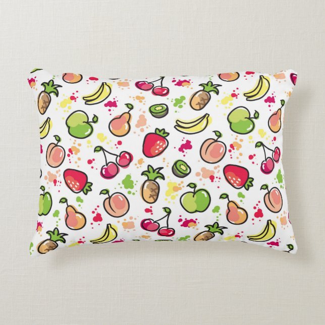 hand drawn fruits pattern decorative pillow (Front)