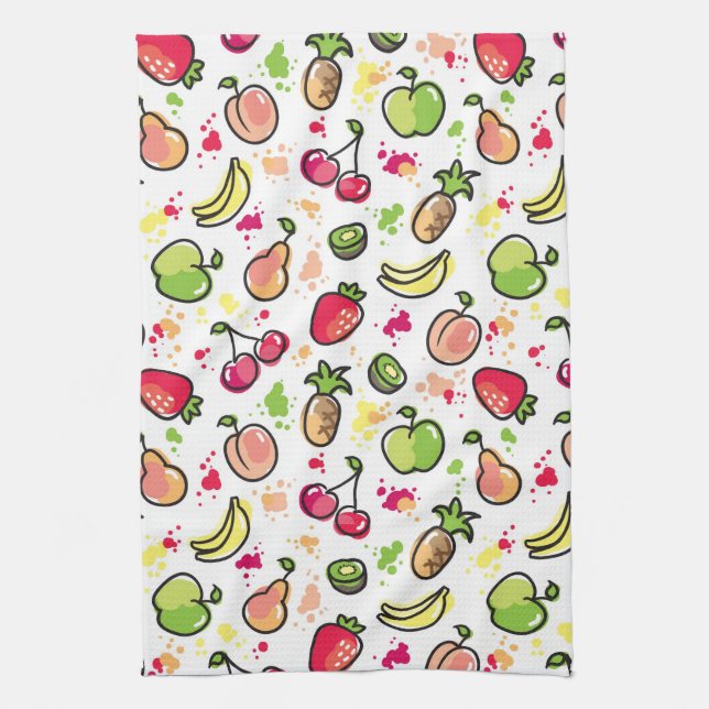 hand drawn fruits pattern kitchen towel (Vertical)