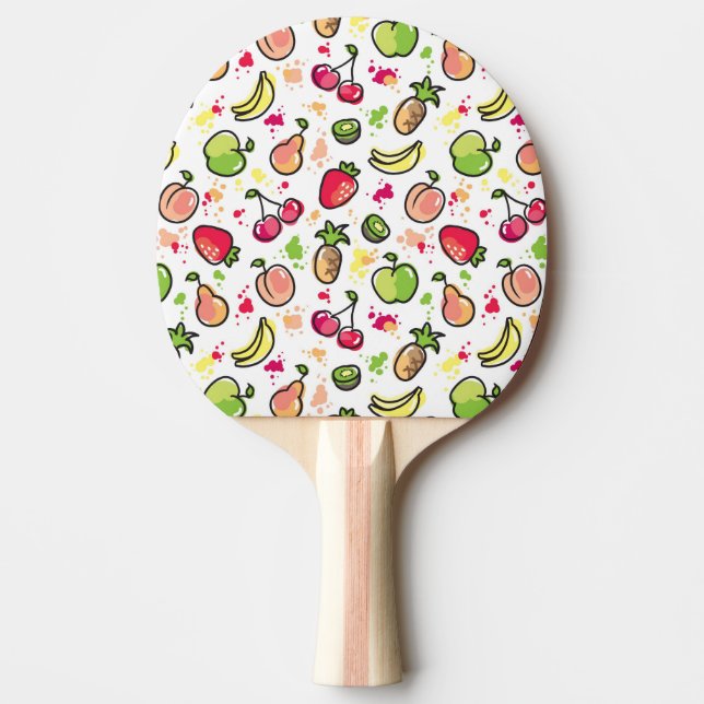 hand drawn fruits pattern ping pong paddle (Front)