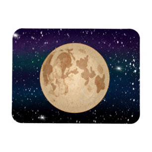 Hand drawn Full Moon and Sparkling Stars Magnet