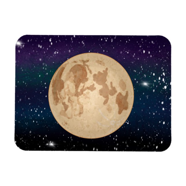 Hand drawn Full Moon and Sparkling Stars   Magnet (Horizontal)