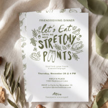 Hand Drawn Fun Stretchy Pants Friendsgiving Dinner