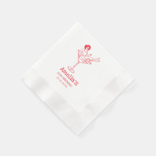 Hand Drawn funky Cocktail Girl Birthday Napkin