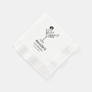 Hand Drawn funky Cocktail Girl Birthday Napkin