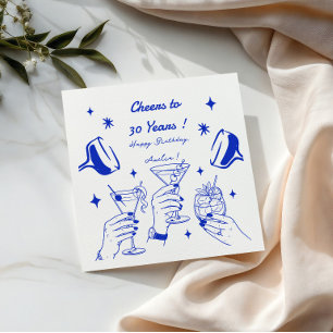 Hand drawn Funky Doodle Cocktail Birthday Party Napkin