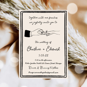 Hand Drawn Funky Drawing Hand Writting Wedding Invitation
