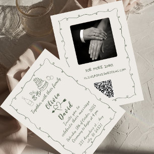 Hand Drawn Funky Drawing Handwritten Wedding Invit Invitation