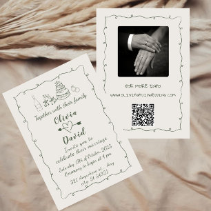 Hand Drawn Funky Drawing Handwritten Wedding Invitation