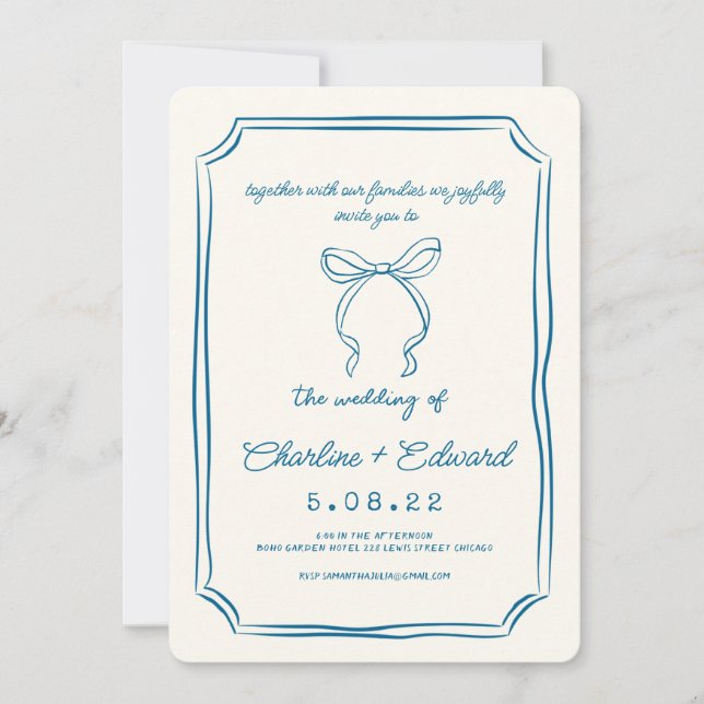 Hand Drawn Funky Drawing Handwritting Wedding  Invitation (Front)