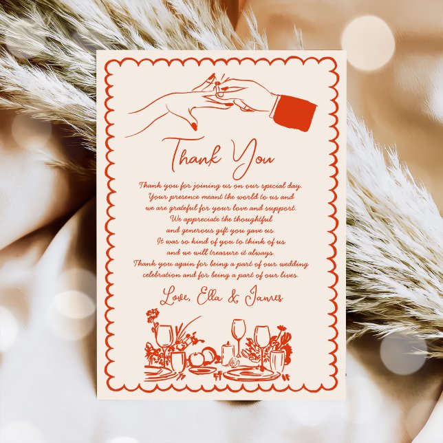 Hand Drawn Funky Drawing Wedding Thank You Card (Creator Uploaded)