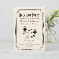 Hand Drawn Funky Whiskey Cigar Bachelor 