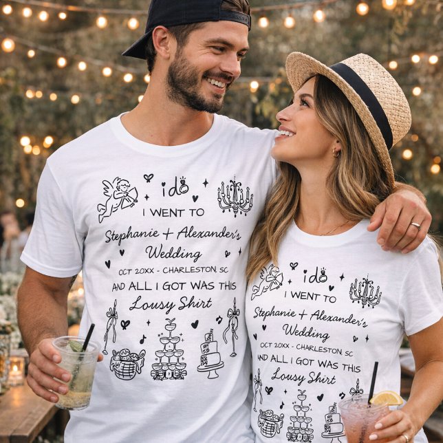 Hand Drawn Funny Custom Wedding Favor Merch T-Shirt (Creator Uploaded)