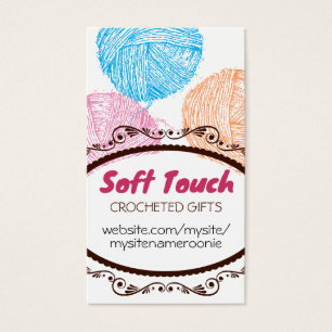 Hand drawn fuzzy yarn crochet hooks gift tag card
