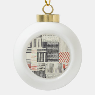 Hand-drawn geometric stripes, seamless pattern. ceramic ball christmas ornament