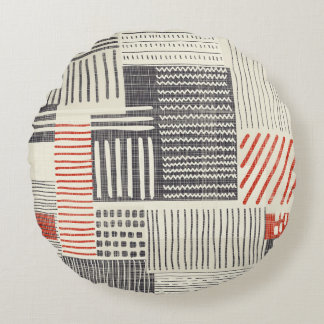 Hand-drawn geometric stripes, seamless pattern. round pillow