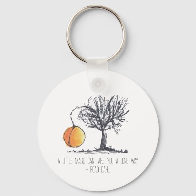 Hand-drawn Giant Peach Tree Keychain (Front)