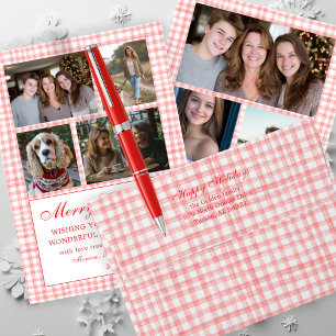 Hand-Drawn Gingham Pattern Red White CUSTOM Envelope