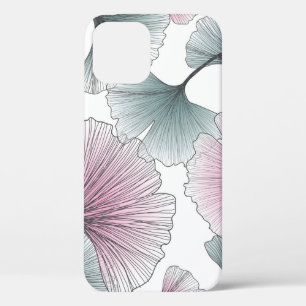 Hand drawn gingko biloba background seamless patte iPhone 12 case