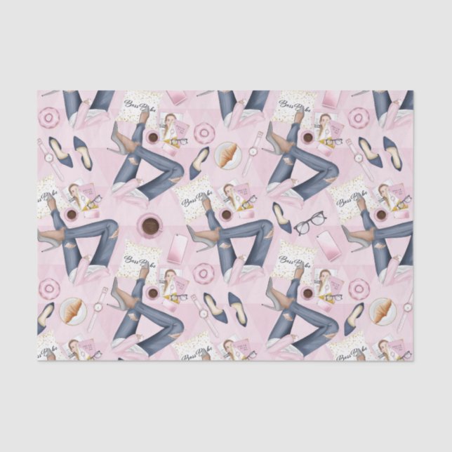 Hand Drawn Girl Boss Tissue Paper (Front)