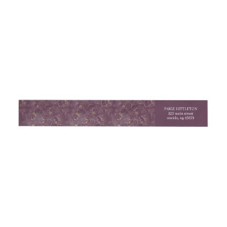 Hand Drawn Gold Flowers over Dark Purple Wrap Around Label