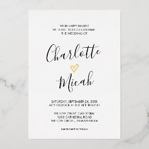 Hand Drawn Gold Foil Heart Wedding