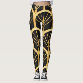Hand Drawn Gold Imitation Watercolor Leggings
