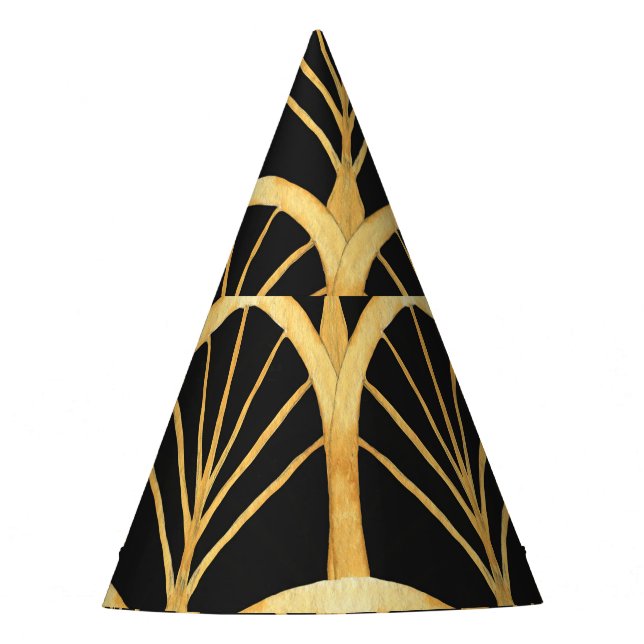 Hand Drawn Gold Imitation Watercolor Party Hat (Front)